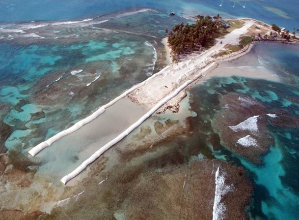 Textile tubes in use for shoreline protection and erosion control on the Gulf Coast USA